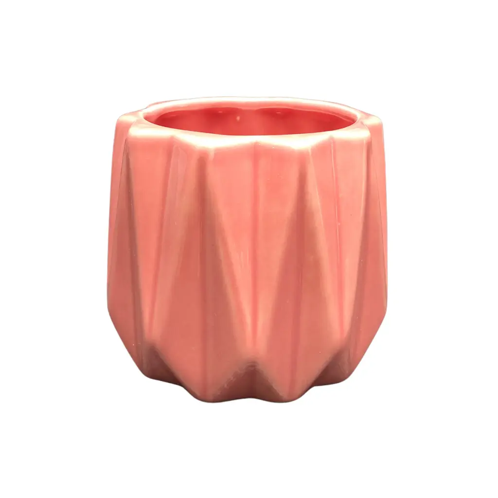 Maceta Cerámica Facetada Alta 10x10x9 (Rosado)