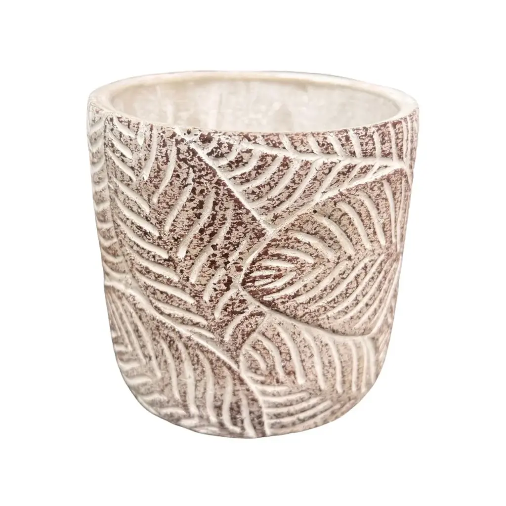 Maceta cerámica hojas