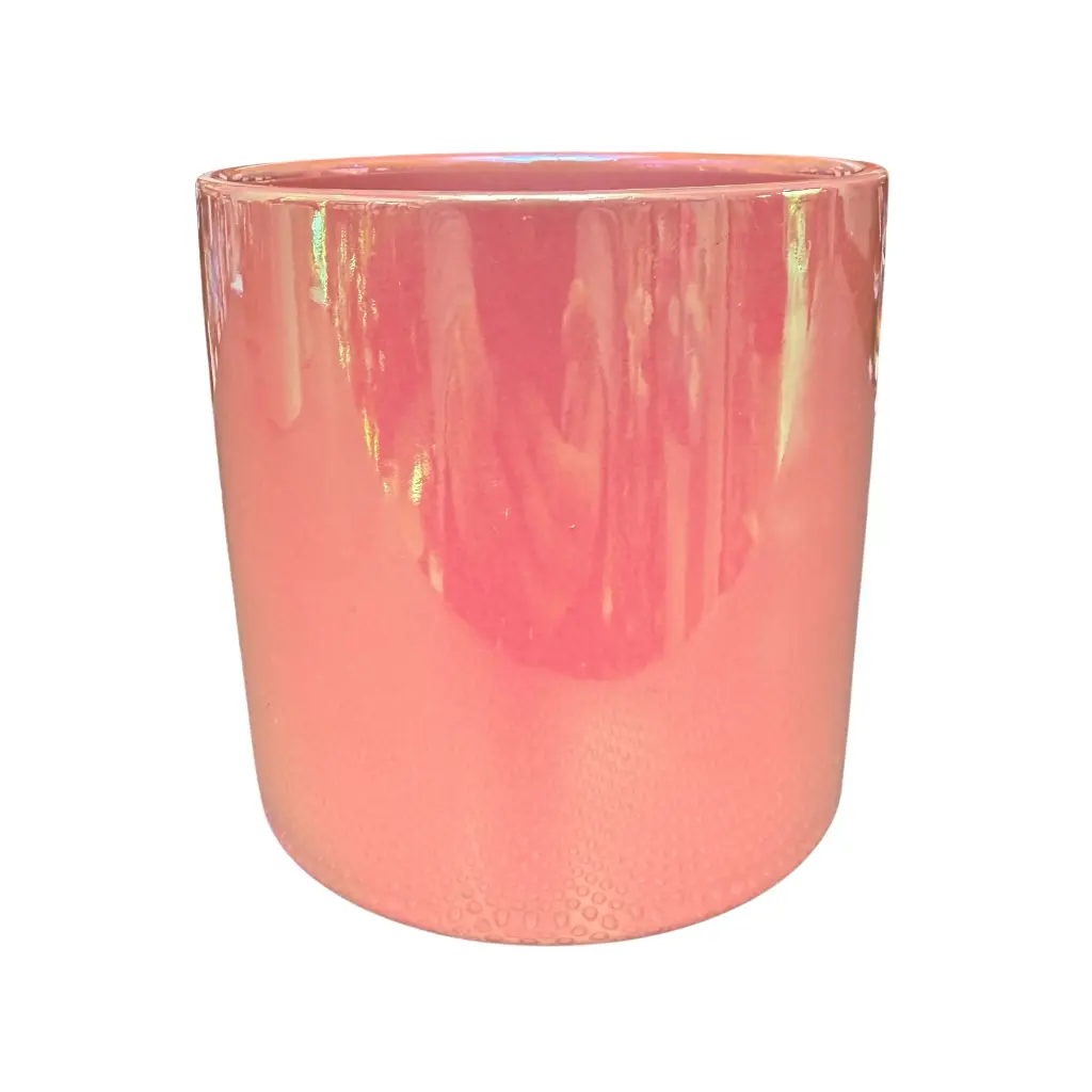 Maceta Cerámica Cilindro Tornasolada (Rosado)