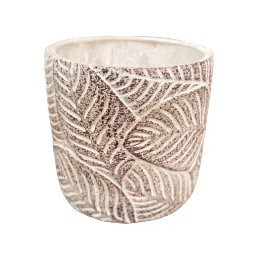 Maceta cerámica hojas