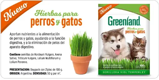 Semillas Hierbas Perros y Gatos 100gr Greenland