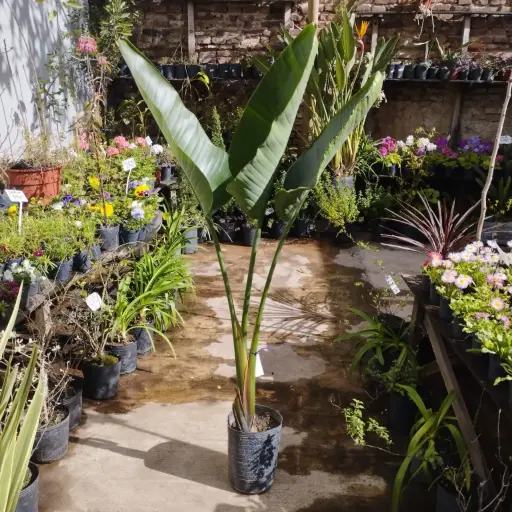 Strelitzia "Flor de pájaro" blanca mediana